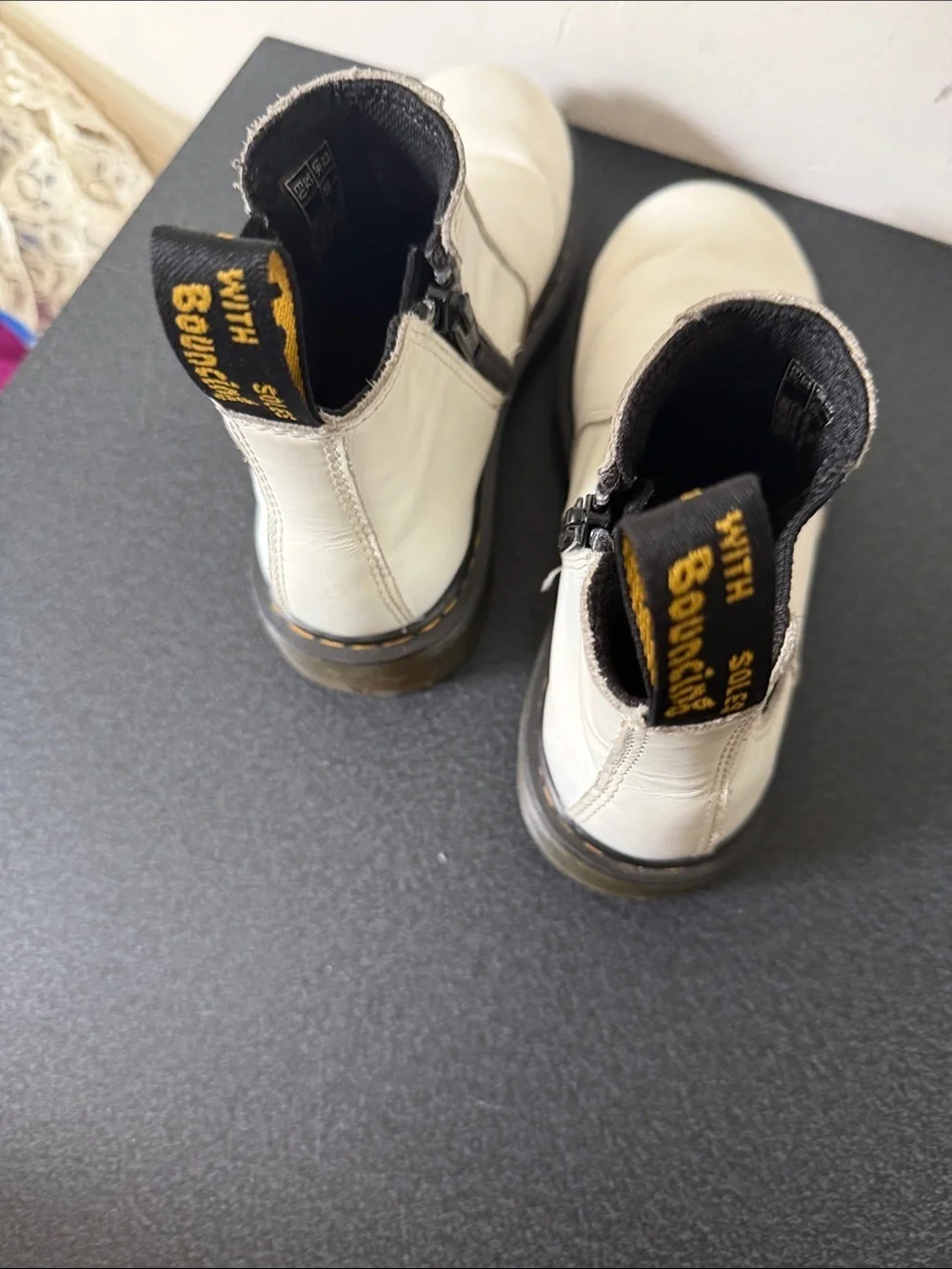 Dr. Martens Kids White Chelsea Boots with Black Pull Tabs